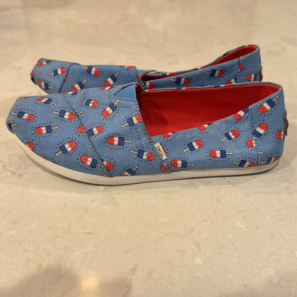 Toms Glow In The Dark Baby Blue Summer Popsicle Shoes Size 7.5